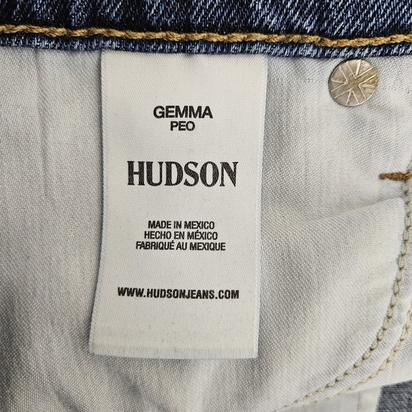 Hudson Gemma Cut Off Denim Shorts Mid Rise Peony Medium Wash Distressed 25 - Picture 4 of 5